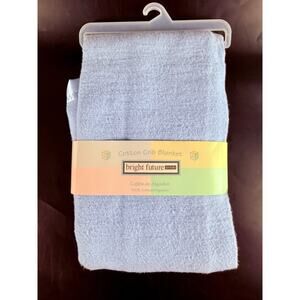 Bright Future Baby Blanket Binding Crib Blue 100% Cotton Satin Trim 39”x 45”